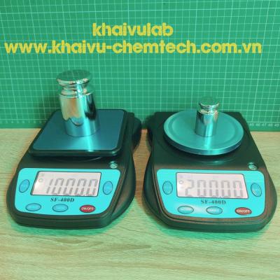Cân phân tích điện tử Cân tiểu ly để bàn 500g/0.01g và 3kg/0.1g phòng thí nghiệm SF - 400D kèm pin