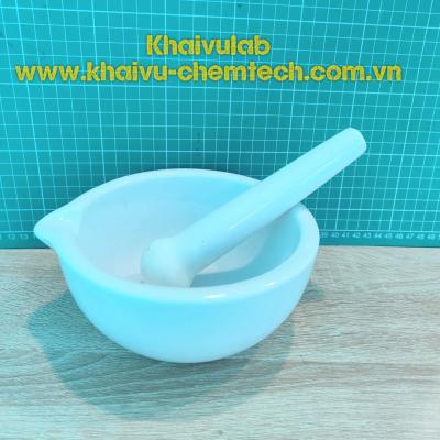 (Siêu lớn) Cối chày sứ giã nghiền phi 160mm thí nghiệm (ko tráng men bên trong)