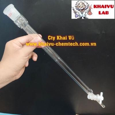 Cột nhồi sắc ký chịu nhiệt dài 30cm, phi 2cm khóa PTFE thí nghiệm