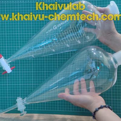 (Siêu lớn) Phễu chiết - bình lắng gạn quả lê 2000ml dùng tách tinh dầu