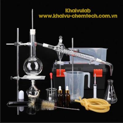 Trọn bộ chưng cất tinh dầu thủy tinh 250ml, 500ml, 1000ml (kiểu khớp nối cao su)