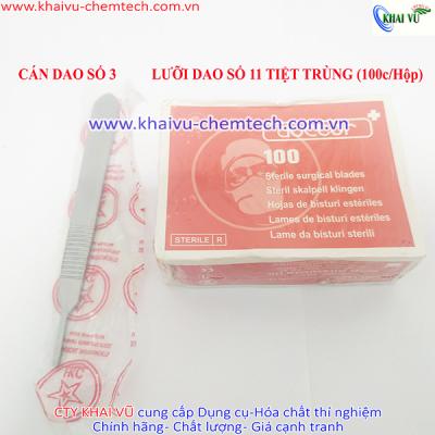 Hộp 100 LƯỠI DAO MỔ TIỆT TRÙNG phẫu thuật số 11 Doctor tặng kèm 1 CÁN DAO INOX số 3