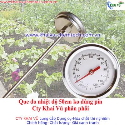 Nhiệt kế Inox dài 50cm chuyên đo đất, phân bón, đống ủ nông nghiệp (0 - 120 độ C) không cần pin