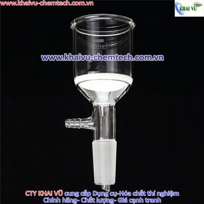 Phễu lọc xốp G3 Buchner THỦY TINH 100ml, cổ nhám 24/40 có nhánh rút chân không